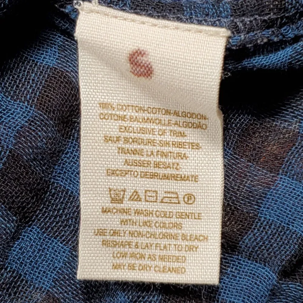 Free People Women's Blue Plaid Long‎ Sleeve Button Down Top Size Small FP